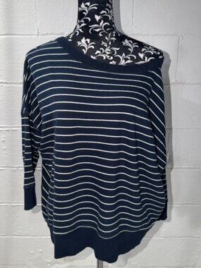 🌴Juicy Couture Navy Striped French Terry Sweatshirt M Crown Logo